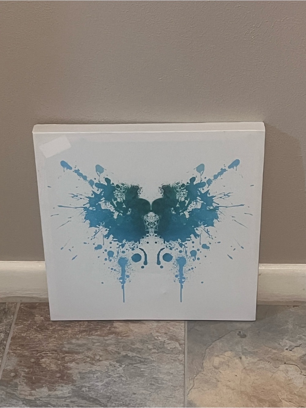 Blue Abstract Inkblot Canvas Wall Art